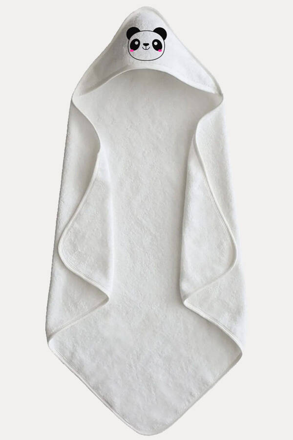 %100 Pamuk Bebek Havlu Kundak - Bebek Banyo Havlusu 75x75cm Panda Desenli - 5