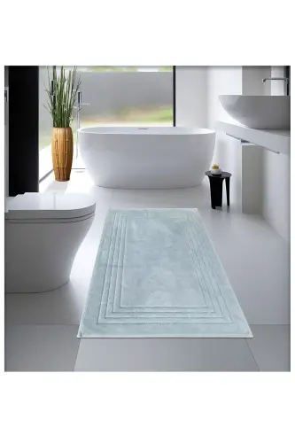 %100 Pamuk Dokuma Banyo Paspası, Banyo Halısı Vera 60x100 Cm Makinede Yıka & Kurut-GRİ 