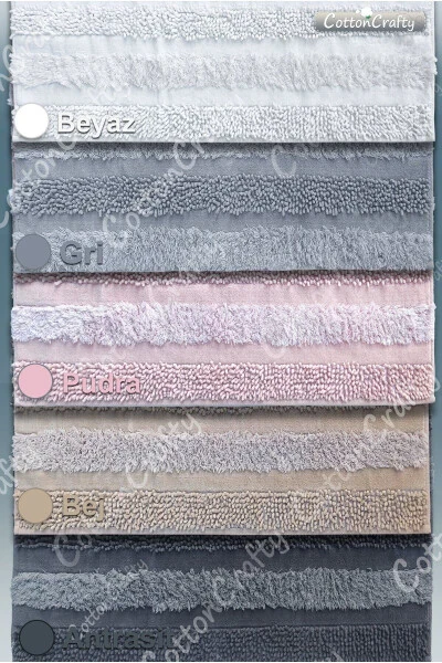 %100 Pamuk Dokuma & Tafting Banyo Paspas Seti, Banyo Halısı ARMONİ 2 Li Set 60x100 - 60x50-gri - 5