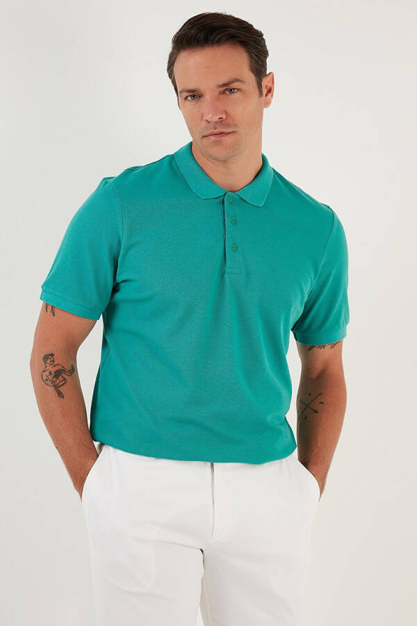 % 100 Pamuk Düğmeli Regular Fit Polo T Shirt 5902127 - 13