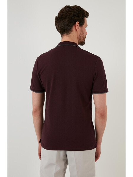 Bordo %100 Pamuk Düğmeli Regular Fit Polo Tişört 5902118-Bordo - 5