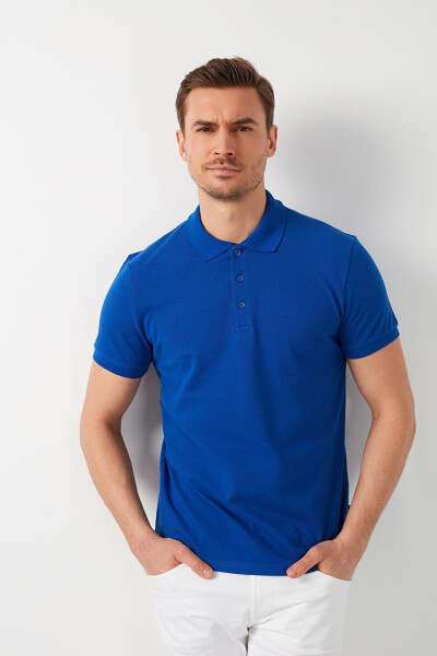 Mavi %100 Pamuk Düğmeli Regular Fit Polo Tişört 5902127-Mavi - 28