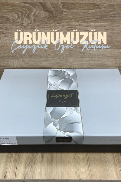 %100 Pamuk Havuz Dokuma Çarşafı Lastikli Çift Kişilik Pike Takımı-Gri - 5