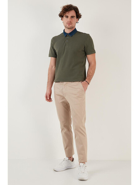 Haki %100 Pamuk Polo Tişört 5902134-Haki - 4