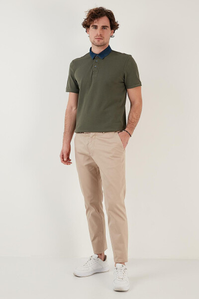 Haki %100 Pamuk Polo Tişört 5902134-Haki - 9