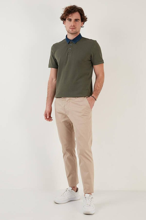 Haki %100 Pamuk Polo Tişört 5902134-Haki - 9