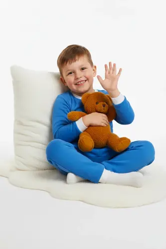 %100 Pamuk Unisex Uyku Tulumu Bebek Ve Çocuk Uyku Tulumu - 1,5 Tog, Fermuarlı, Çocuk Uyku Tulumu-düz mavi 