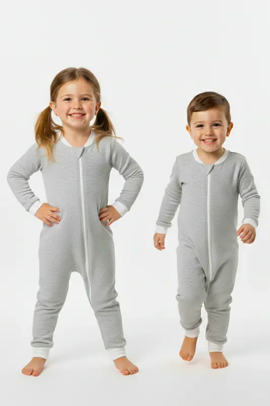 %100 Pamuk Unisex Uyku Tulumu Bebek Ve Çocuk Uyku Tulumu - 1,5 Tog, Fermuarlı, Çocuk Uyku Tulumu-gri - EKOZMONOT BEBEK TULUMLARI
