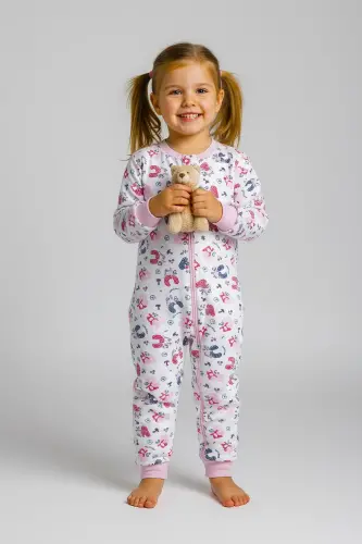 %100 Pamuk Uyku Tulumu Bebek Ve Çocuk Kışlık Bebek Uyku Tulumu - 1,5 Tog, Fermuarlı-Pembe Beyaz - 1