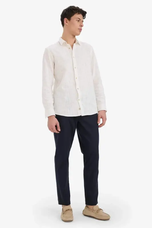 %100 Pamuk Yazlık Jogger Pantolon Dar Paça Beli Bağcıklı Lastikli Cepli Z6475AZ24SP - Lacivert-NV64 - 1