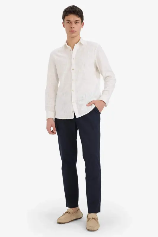 %100 Pamuk Yazlık Jogger Pantolon Dar Paça Beli Bağcıklı Lastikli Cepli Z6475AZ24SP - Lacivert-NV64 - 4