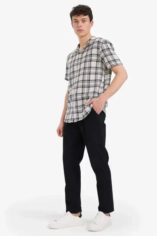 %100 Pamuk Yazlık Jogger Pantolon Dar Paça Beli Bağcıklı Lastikli Cepli Z6475AZ24SP-Siyah - DEFACTO