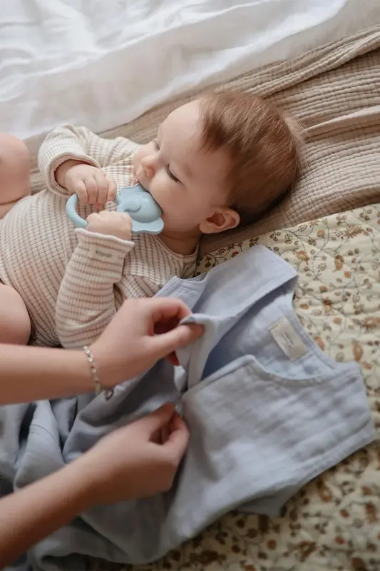 %100 Pamuk Yenidoğan Bebek Battaniye Kundak Uyku Tulumu - Mavi - 6