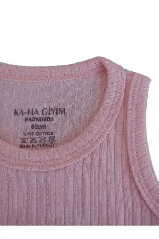 %100 Pamuklu 3'lü Çıtçıtlı Bebek Body Zıbın / Pamuklu Bebek Atlet / Bebek Çıtçıtlı / Organik-somon krem beyaz - 3