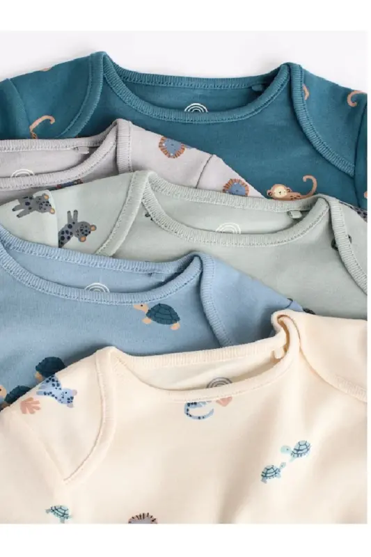 %100 Pamuklu 5'li Paket Bebek Bodyleri-çoklu - 5