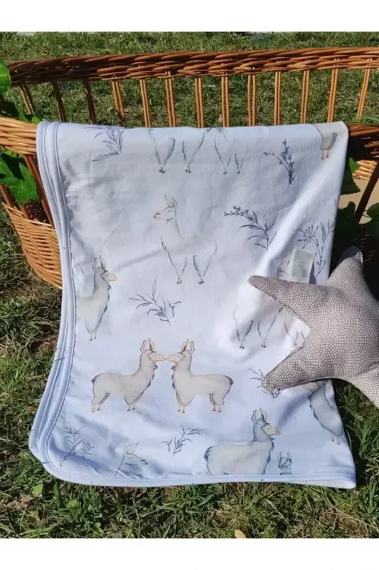 % 100 Pamuklu Çift Katlı Penye Kız-erkek Yenidoğan/bebek Kundak Battaniye 75x90cm Ekru/ Lama-BEYAZ - 2