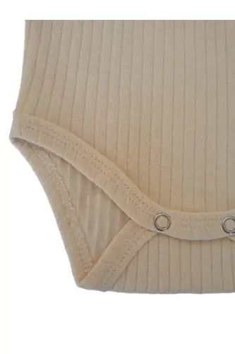 %100 Pamuklu Çıtçıtlı Bebek Body Zıbın / Pamuklu Bebek Atlet / Bebek Çıtçıtlı / Organik - Krem - 6
