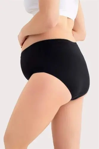 %100 Pamuklu (DİKİŞSİZ) Hamile Külodu Siyah Yumuşak Dokulu Esnek 3'lü Paket - 6