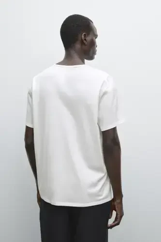 %100 pamuklu ince t-shirt-KREM - MASSIMO DUTTI (1)