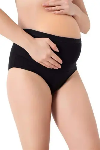 %100 Pamuk Toparlayıcı Hamile Külodu Siyah 4'lü Paket - BÜYÜKBEDENIZ (1)