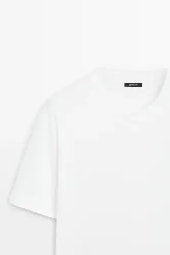 %100 pamuklu orta kalınlıkta t-shirt-Beyaz - MASSIMO DUTTI (1)