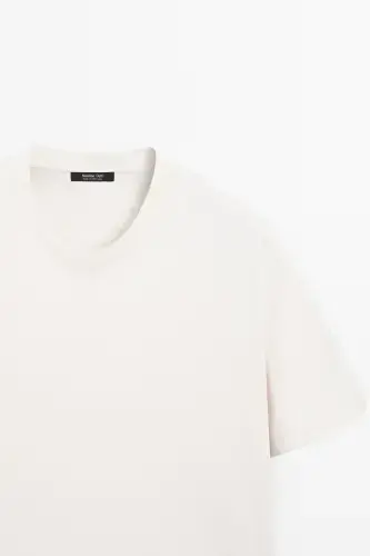 %100 pamuklu orta kalınlıkta t-shirt-Krem - MASSIMO DUTTI (1)