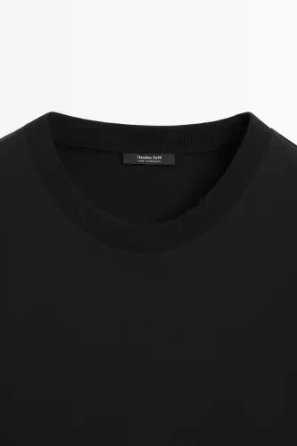%100 pamuklu orta kalınlıkta t-shirt-SİYAH - MASSIMO DUTTI (1)