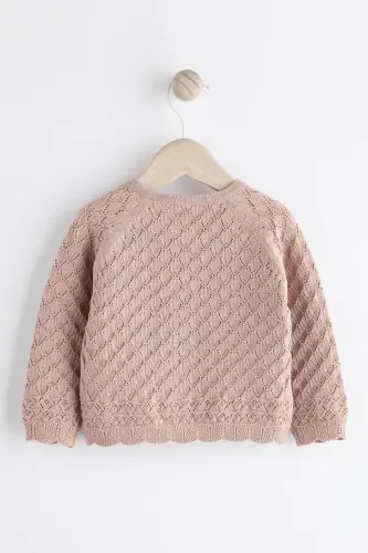 % 100 Pamuklu Pembe Örme Bebek Hırka - Pembe - NEXT BABY (1)