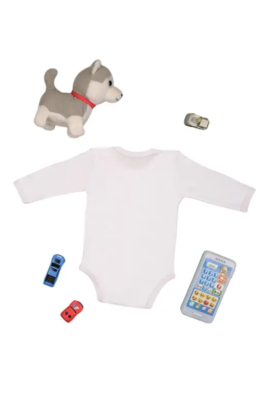 %100 Pamuklu Şaşkın Panda Baskılı Yumuşak Doku Baskılı Zıbın & Body - Beyaz - 2