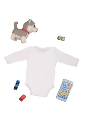 %100 Pamuklu Şaşkın Panda Baskılı Yumuşak Doku Baskılı Zıbın & Body-Beyaz - BEBETOSPIK (1)