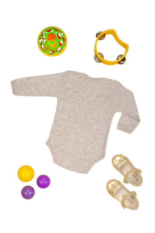 %100 Pamuklu Şaşkın Panda Baskılı Yumuşak Doku Baskılı Zıbın & Body-Gri - 2