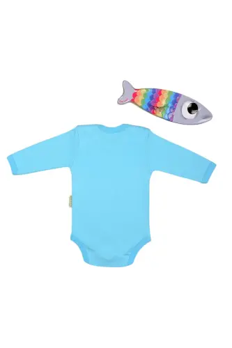 %100 Pamuklu Şaşkın Panda Baskılı Yumuşak Doku Baskılı Zıbın & Body-MAVİ - BEBETOSPIK (1)