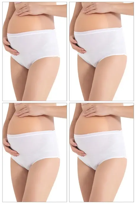 %100 Pamuk Toparlayıcı Hamile Külodu Beyaz 4'lü Paket - 1