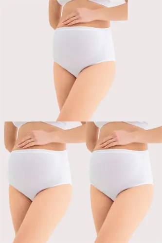 %100 Pamuklu Yumuşak Dokulu Esnek (DİKİŞSİZ) Hamile Külodu Beyaz 3'lü Paket - 1