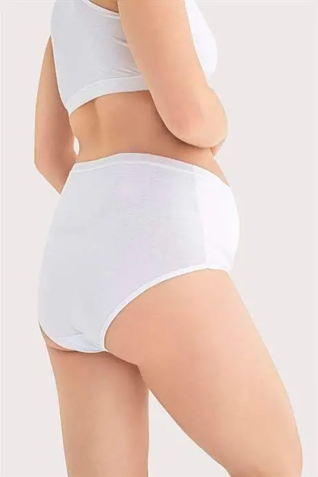 %100 Pamuklu Yumuşak Dokulu Esnek (DİKİŞSİZ) Hamile Külodu Beyaz 3'lü Paket - 6
