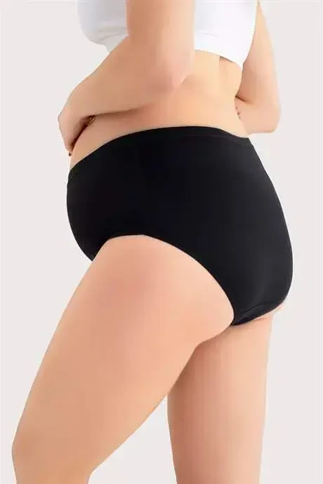 %100 Pamuklu Yumuşak Dokulu Esnek (DİKİŞSİZ) Hamile Külodu Beyaz Siyah Ten 3'lü Set - 6