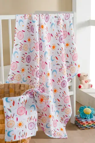 %100 Paxta 2 dona to'plam Muslin Chaqaloq O'rash Chaqaloq Adyol Ko'p Maqsadli O'rash 100x100 O'lcham Yumshoq To'qima-Oy va Quyosh - Modazone (1)