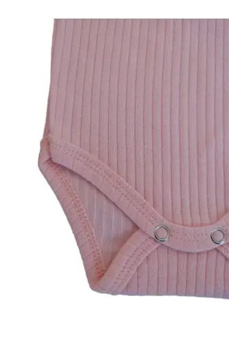 %100 Paxta 3'li Chıtchıtlı Bebek Body Zıbın / Paxta Bebek Atlet / Bebek Chıtchıtlı / Organik-pushti losos oq - 3