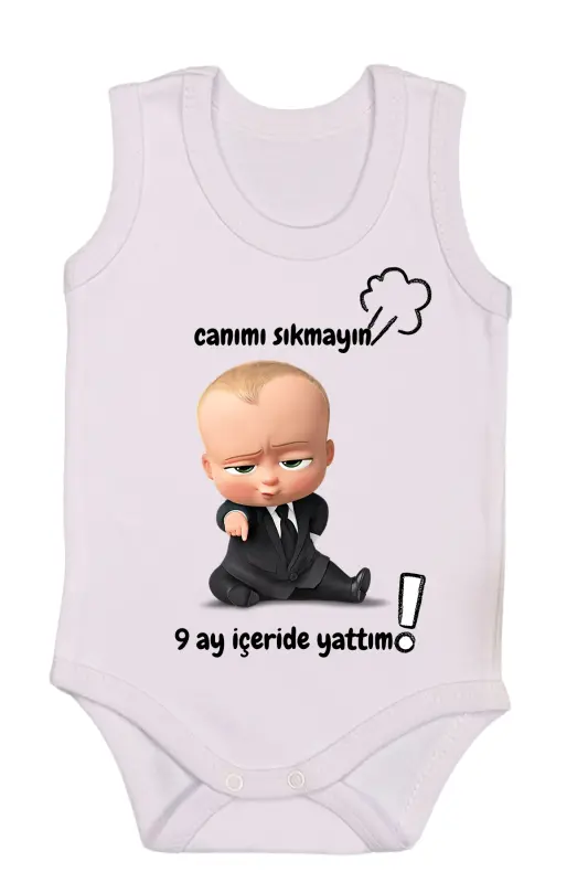 %100 Paxta 9 Oy Ichkarida Yattim Bosmali Zıbın & Body-Oq - 2