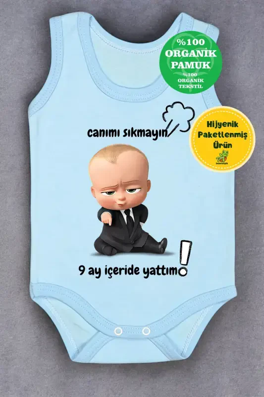 %100 Paxta 9 Oy Ichkarida Yotdim Bosmali Zıbın & Body-KO'K - 1