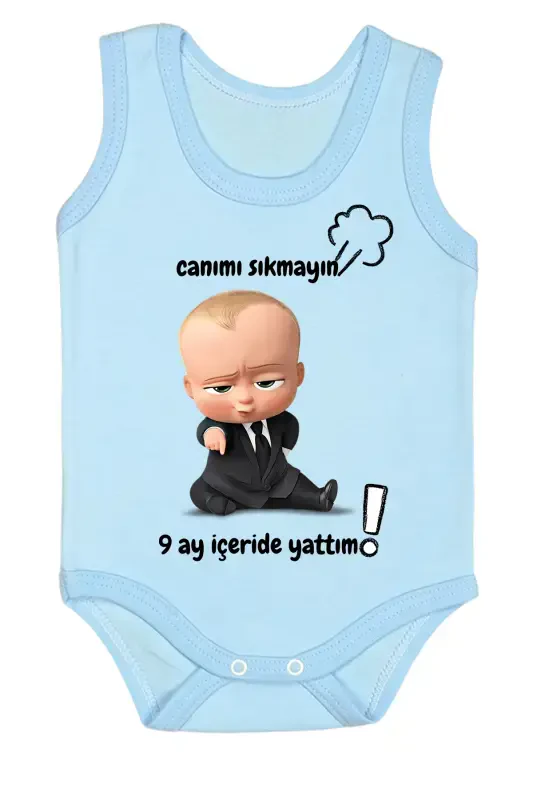 %100 Paxta 9 Oy Ichkarida Yotdim Bosmali Zıbın & Body-KO'K - 2