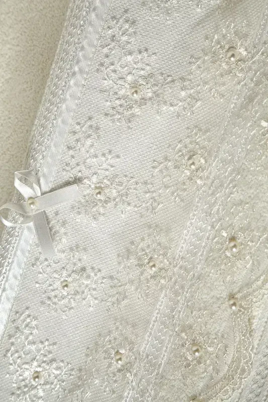 %100 Paxta Boncukli Gipyurli 6'li Sochiq 50x85-Krem - 4