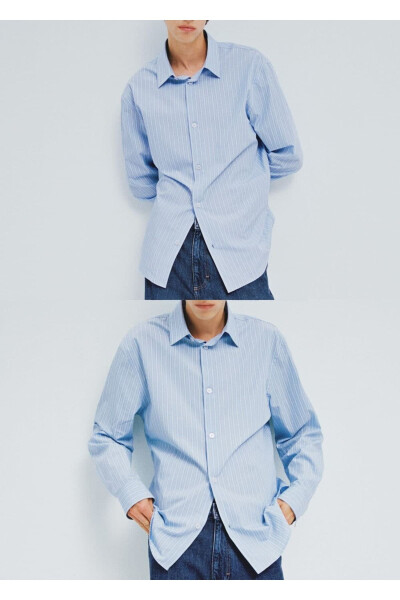 100% Paxta Chiziqli Ko'ylak - 8