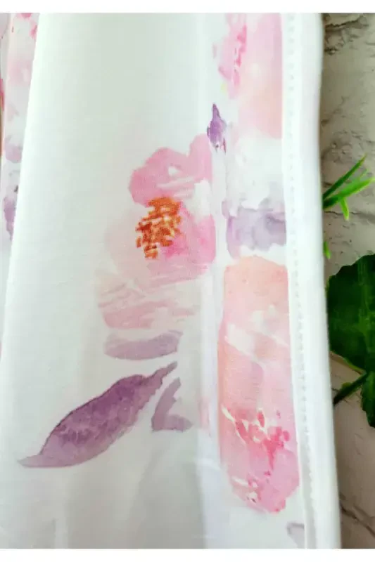 100% Paxta Ikki Qavatli Penye Qiz-o'g'il Yangi Tug'ilgan/chaqaloq Kundak Adyol 75x90sm / Ebruli - 3