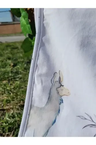 % 100 Paxta Ikki Qavatli Triko Qiz-o'g'il Bola Yangi Tug'ilgan/chaqaloq O'rash Adyol 75x90cm Ekrü/ Lama-OQ - 3