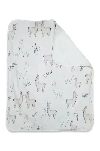 % 100 Paxta Ikki Qavatli Triko Qiz-o'g'il Bola Yangi Tug'ilgan/chaqaloq O'rash Adyol 75x90cm Ekrü/ Lama-OQ - 4