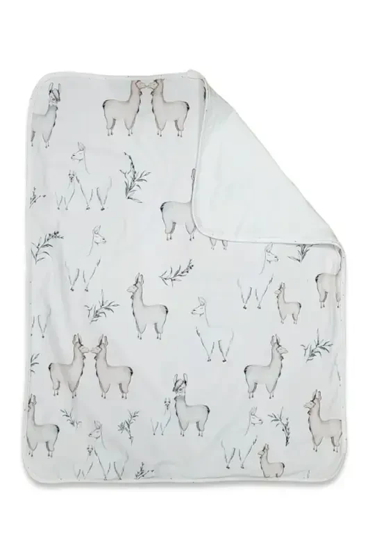 % 100 Paxta Ikki Qavatli Triko Qiz-o'g'il Bola Yangi Tug'ilgan/chaqaloq O'rash Adyol 75x90cm Ekrü/ Lama-OQ - 4