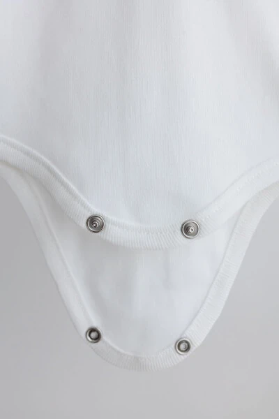 %100 Paxta Penye 5talik Ekru Qisqa Yengli Bolalar Bodisi - 4