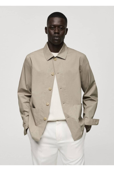 100% paxta Poplin Ko'ylak Palto - MANGO MAN