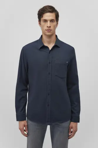 % 100 Paxta Slim Fit Bir cho'ntakli ko'ylak Erkak KO'YLAK - 4